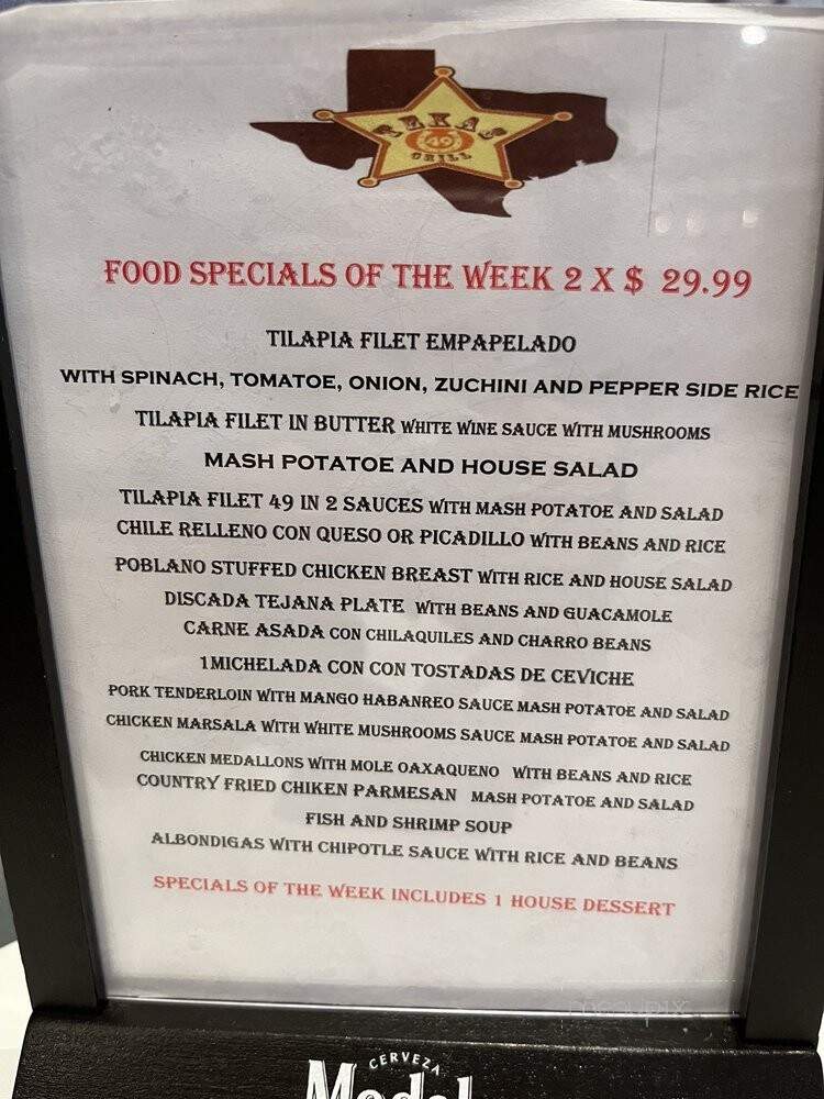 Texas Grill 49 - Houston, TX menu_pic