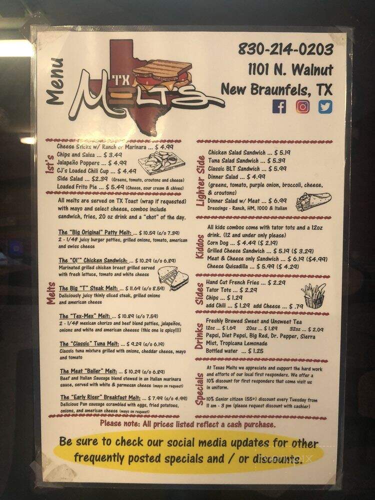 Texas Melts - New Braunfels, TX menu_pic