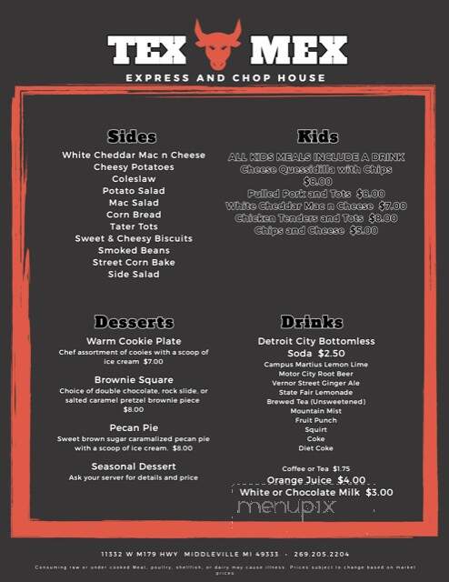 Tex-Mex Express & Chophouse - Middleville, MI menu_pic