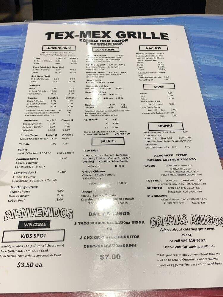 Tex-Mex Grille - Bay City, MI menu_pic