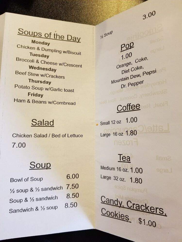TGC & the Little Coffee Shop - Watonga, OK menu_pic