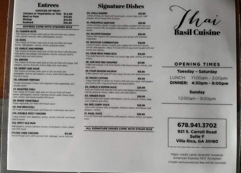 Thai Basil & Noodles - Villa Rica, GA menu_pic