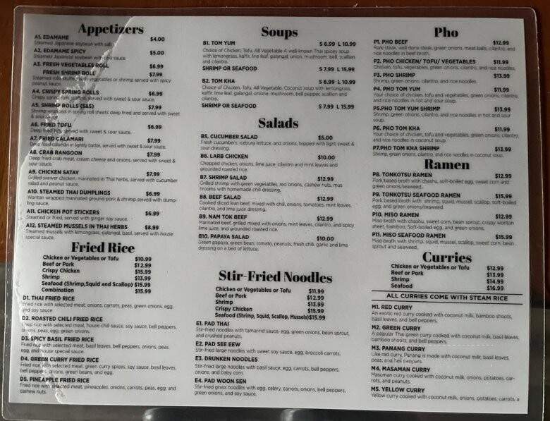 Thai Basil & Noodles - Villa Rica, GA menu_pic