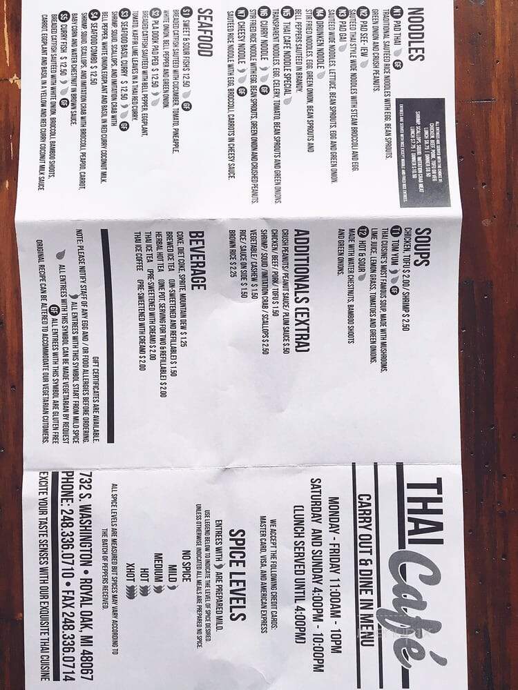 Thai Cafe - Royal Oak, MI menu_pic