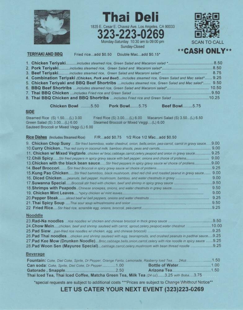 Thai Delicatessen - Los Angeles, CA menu_pic