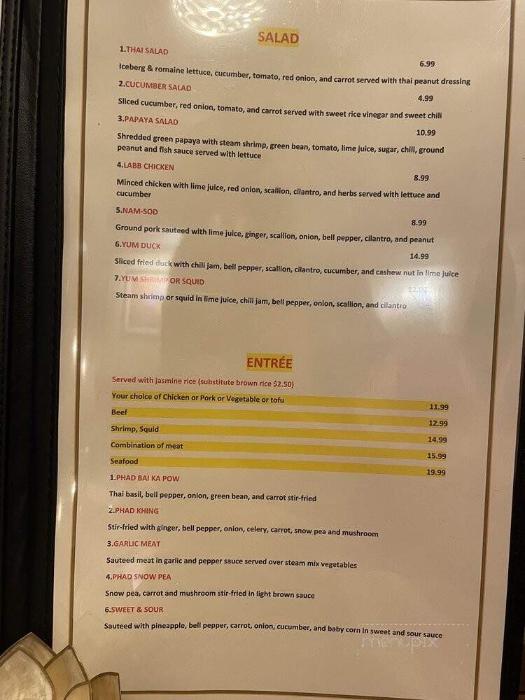 Thai Dish Restaurant - Clearwater, FL menu_pic