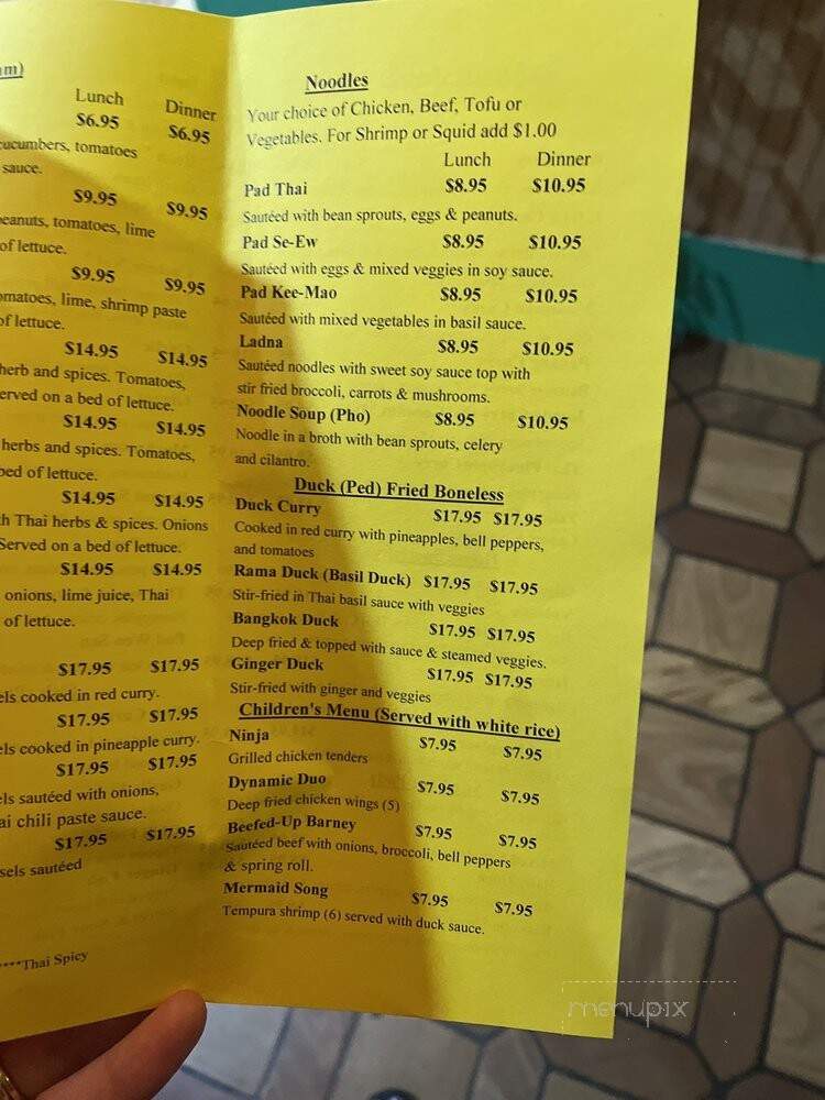 Thai Cuisine - Columbia, SC menu_pic