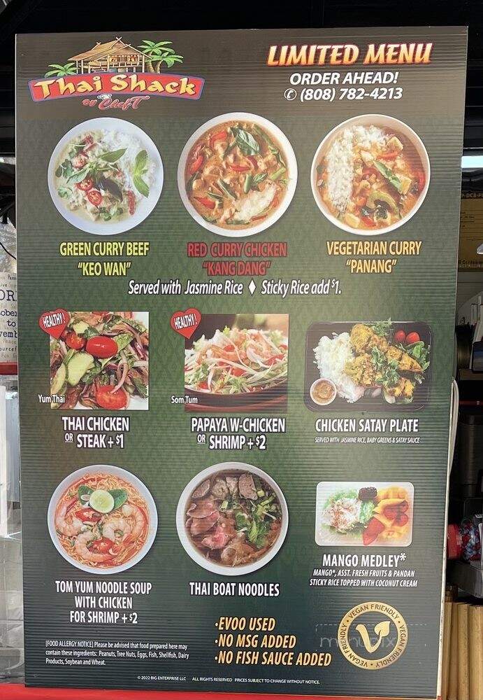 Thai Shack by Chef T - Honolulu, HI menu_pic