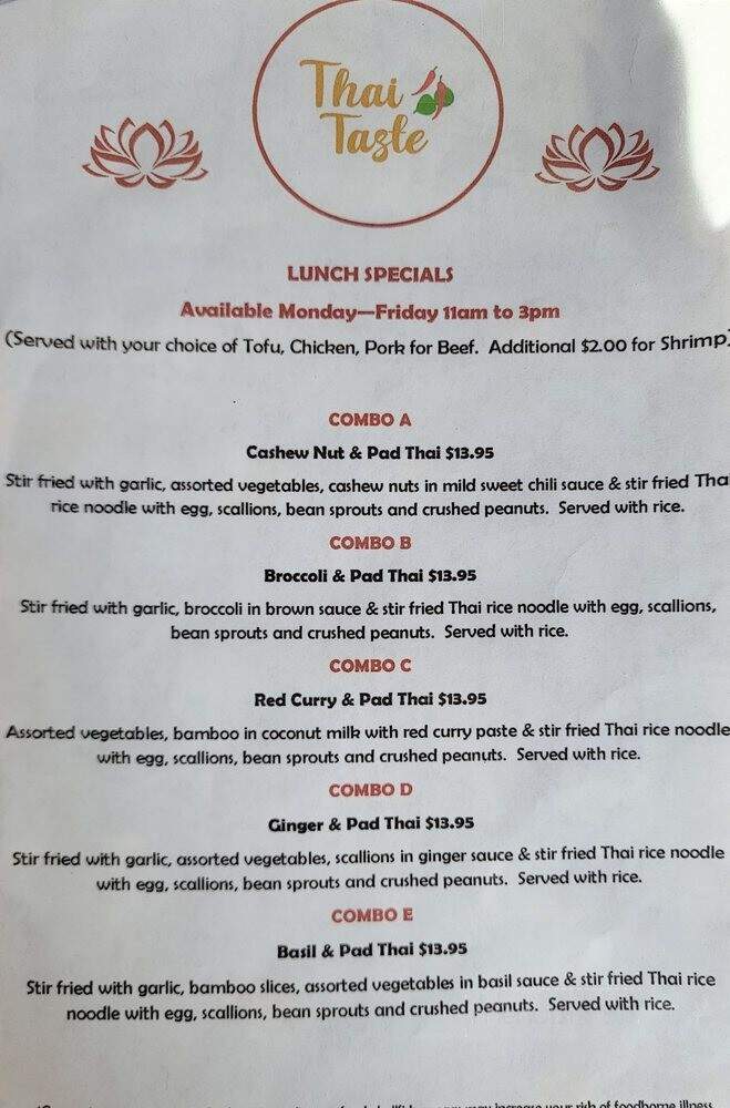 Thai Taste - Dupont, WA menu_pic