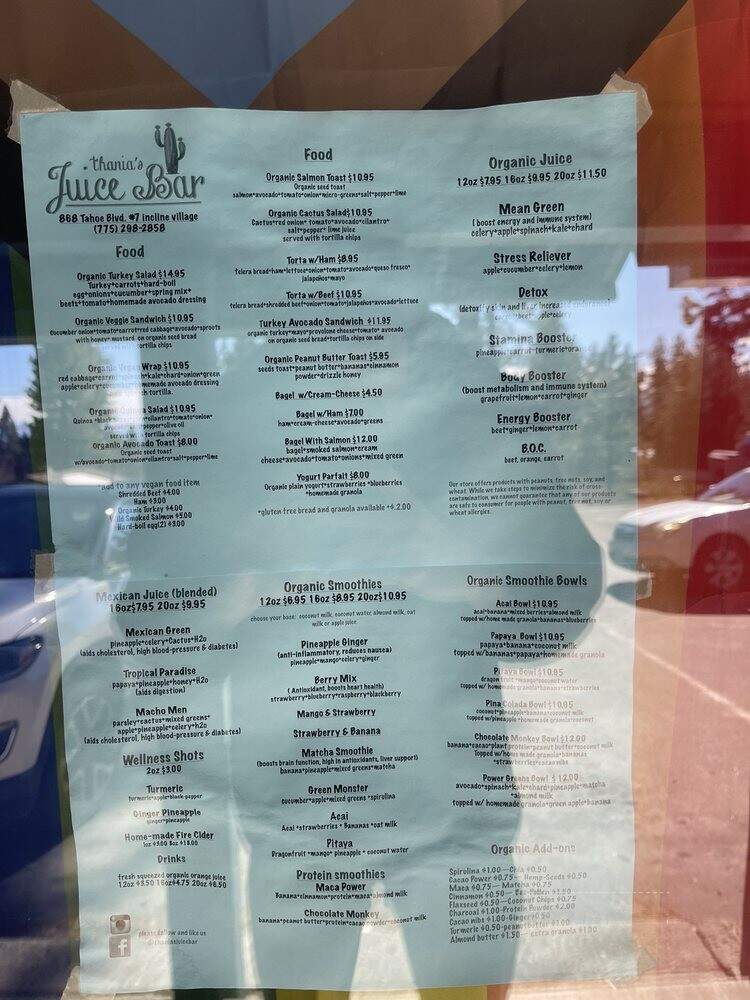Thania's Juice Bar - Incline Village, NV menu_pic