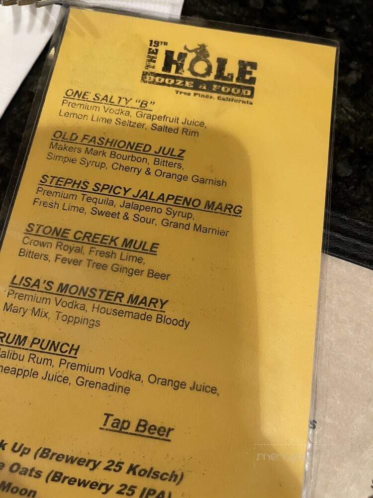 Nineteenth Hole Rendezvous - Tres Pinos, CA menu_pic