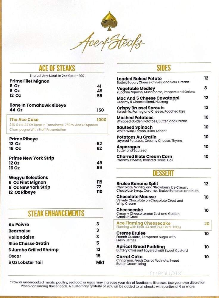 The Ace of Steaks - San Antonio, TX menu_pic