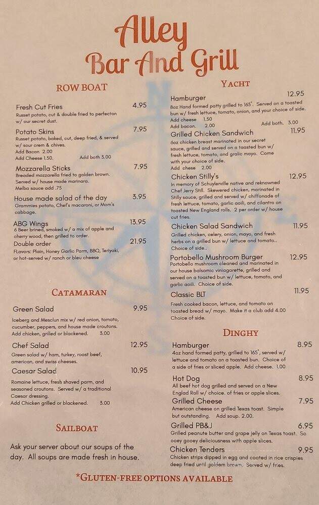 The Alley Bar and Grill - Schuylerville, NY menu_pic