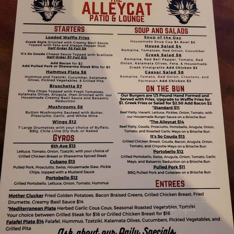 The Alleycat Patio & Lounge - Tacoma, WA menu_pic