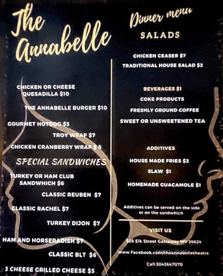 The Annabelle - Gassaway, WV menu_pic