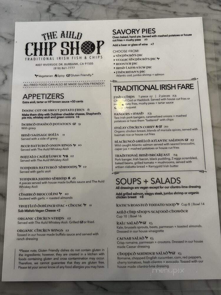 The Auld Chip Shop - Burbank, CA menu_pic