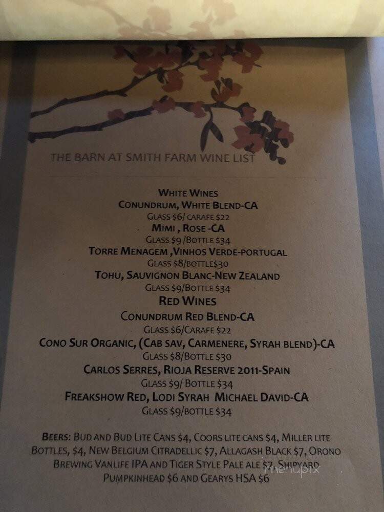 The Barn at Smith Farm - Falmouth, ME menu_pic