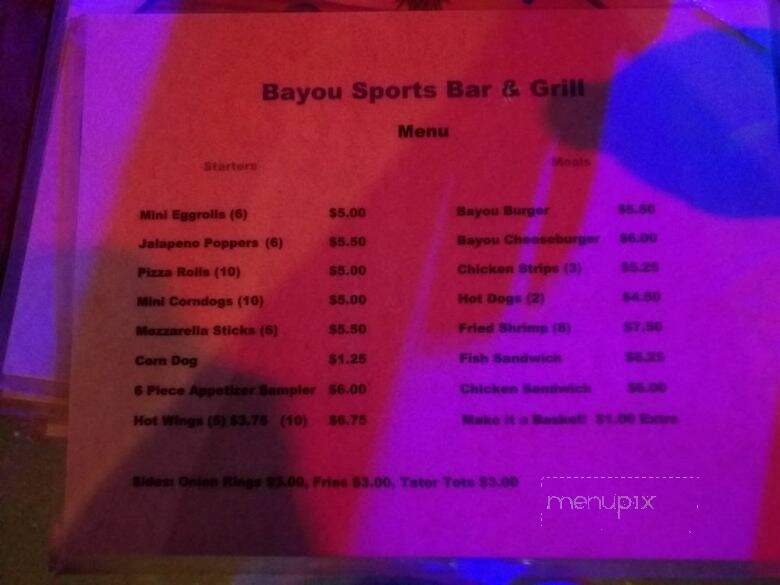The Bayou Sports Bar And Grill - Houston, TX menu_pic