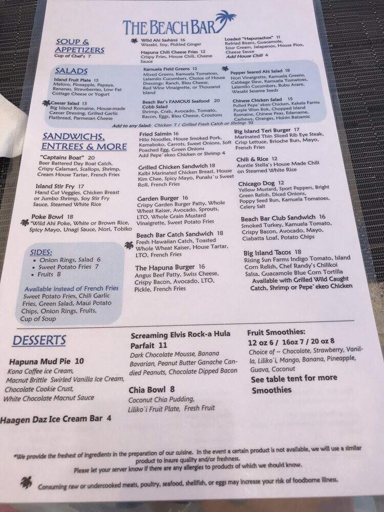 Hapuna Beach Prince Hotel - Kamuela, HI menu_pic