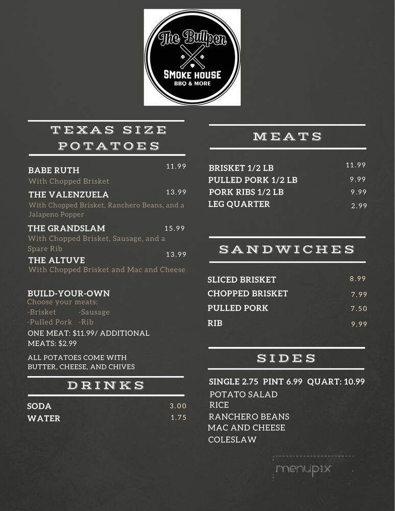 The Bullpen Smoke House - Brownsville, TX menu_pic