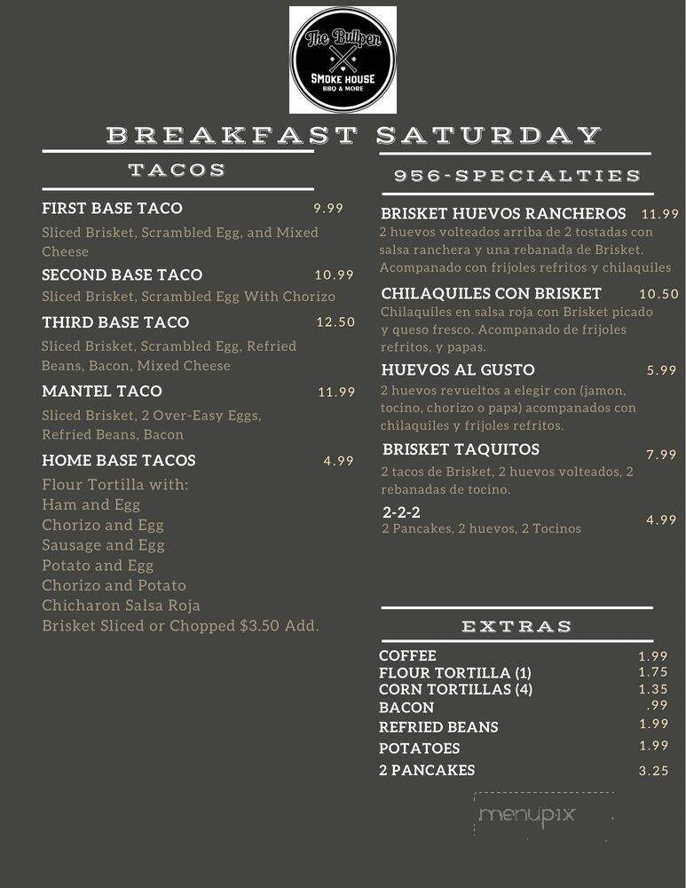 The Bullpen Smoke House - Brownsville, TX menu_pic