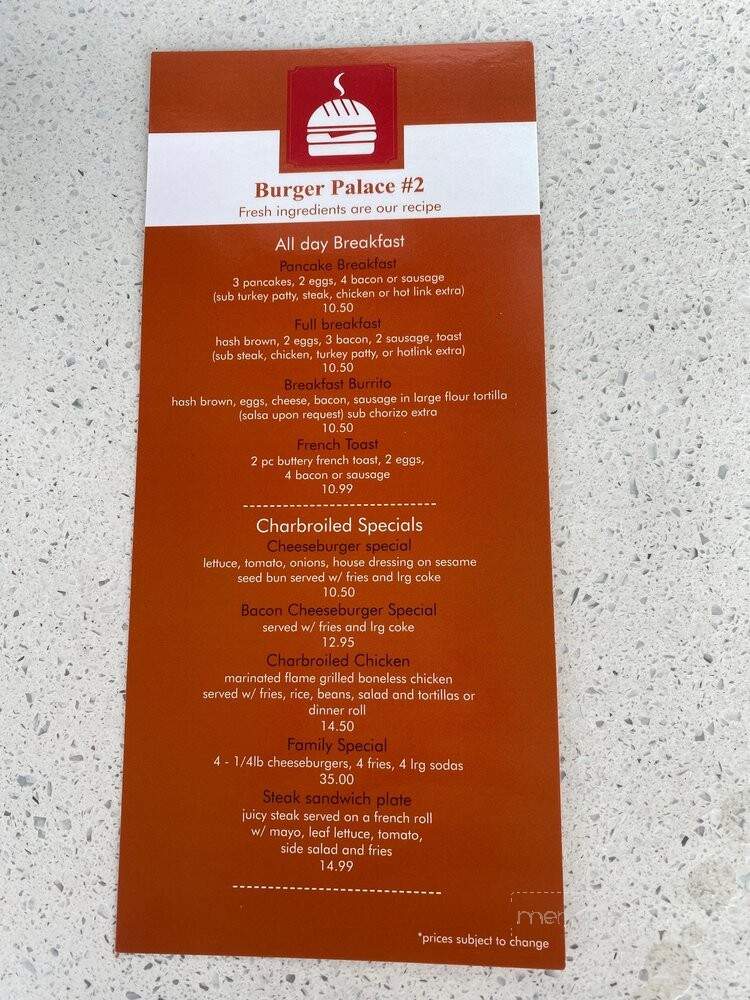 Burger Palace - Los Angeles, CA menu_pic