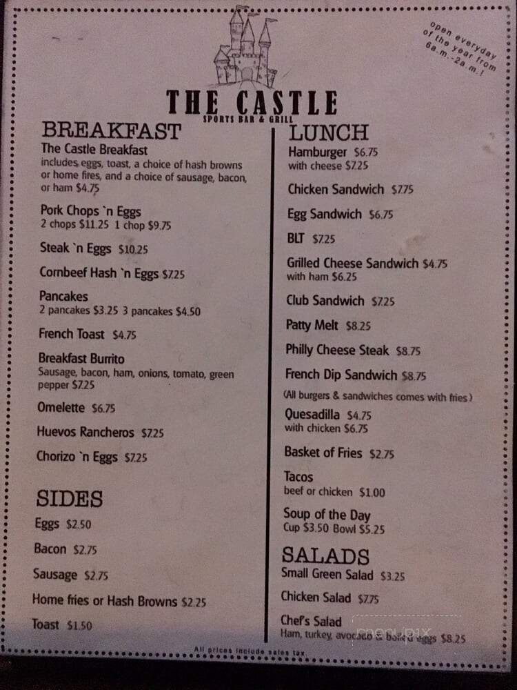 The Castle Sports Bar and Grill - Manhattan Beach, CA menu_pic