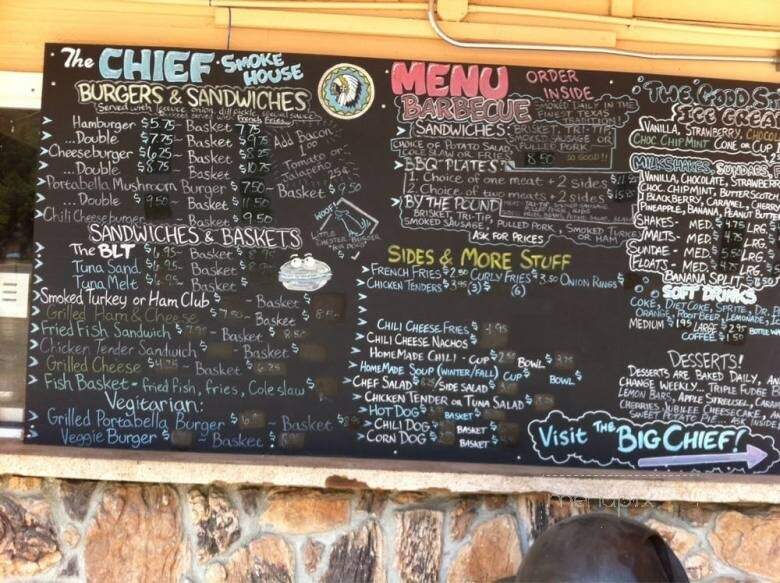 The Chief's Smokehouse - Laytonville, CA menu_pic