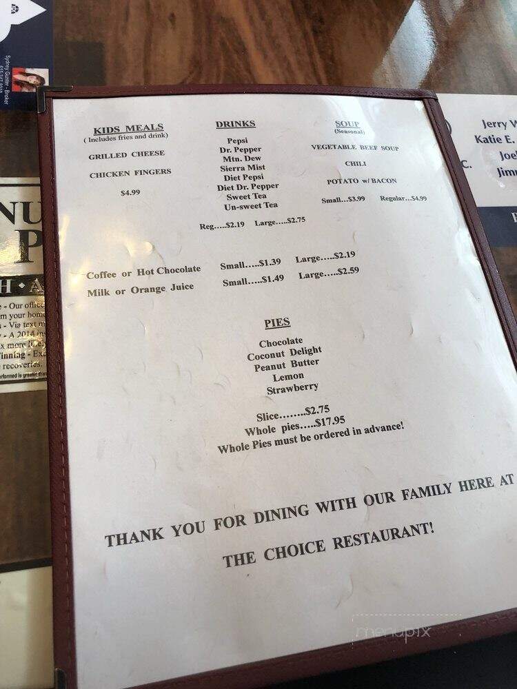 Choice Restaurant - Gadsden, AL menu_pic