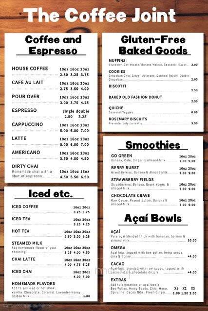 The Cofee Joint - Cornish, ME menu_pic