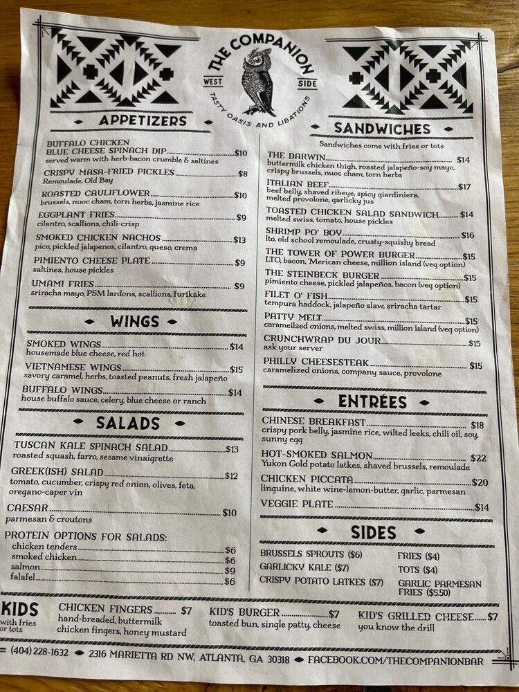 The Companion - Atlanta, GA menu_pic