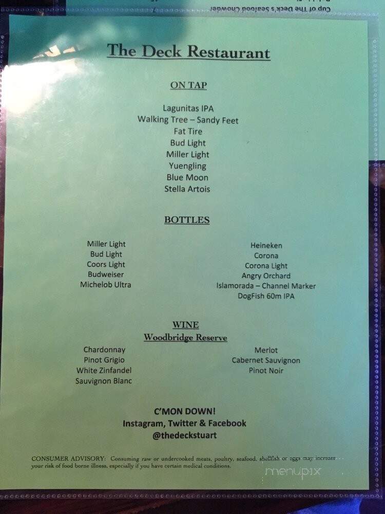 Deck Restaurant - Stuart, FL menu_pic