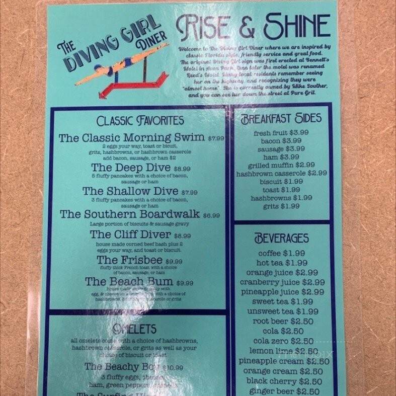 The Diving Girl Diner - Avon Park, FL menu_pic