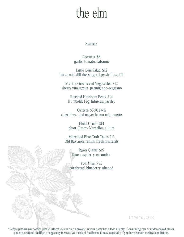 The Elm - Great Barrington, MA menu_pic