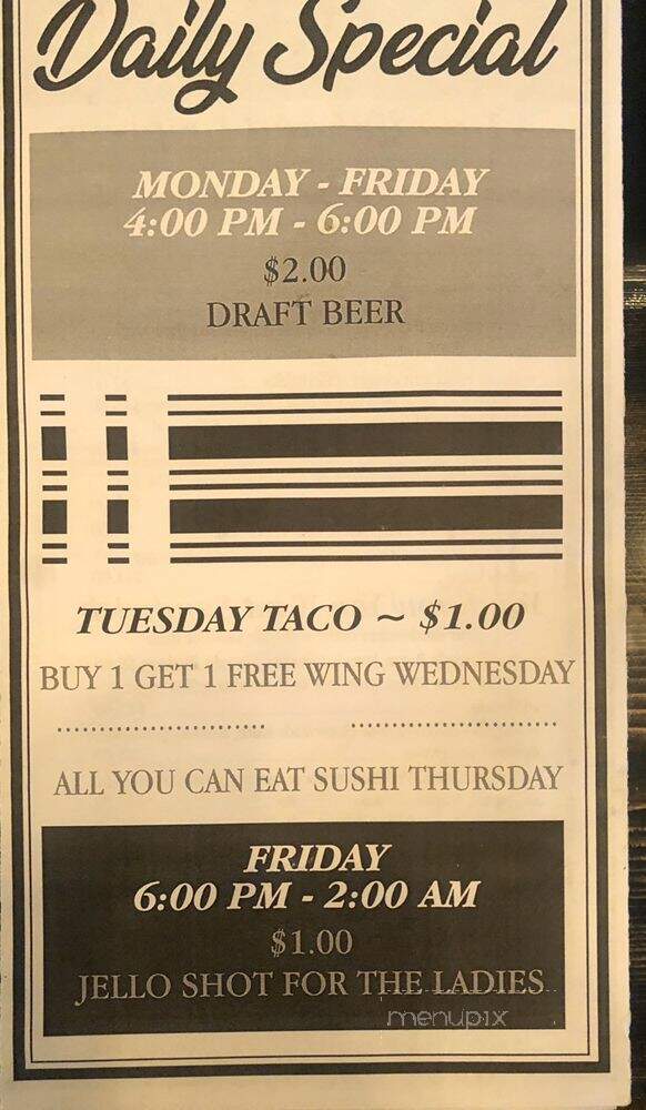 The End Zone Bar and Grill - Lander, WY menu_pic