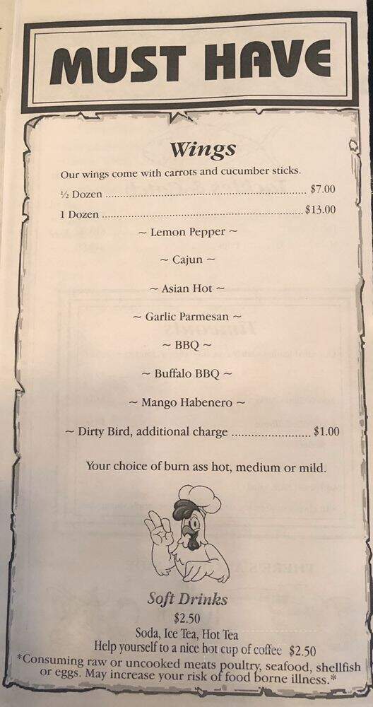 The End Zone Bar and Grill - Lander, WY menu_pic