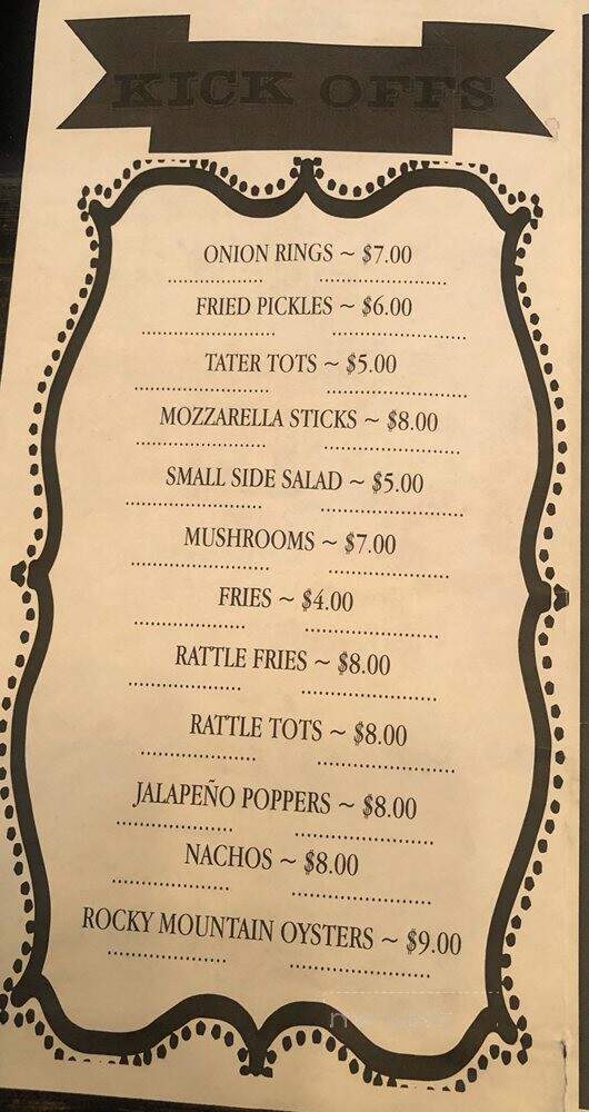The End Zone Bar and Grill - Lander, WY menu_pic