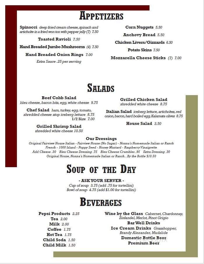 Fairview Tavern Incorporated - Springfield, IL menu_pic
