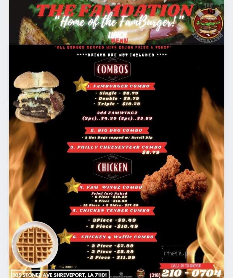 The Famdation Grill - Shreveport, LA menu_pic