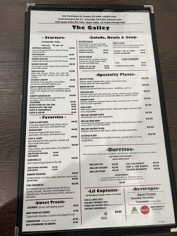 The Galley Fish Grill - Duarte, CA menu_pic