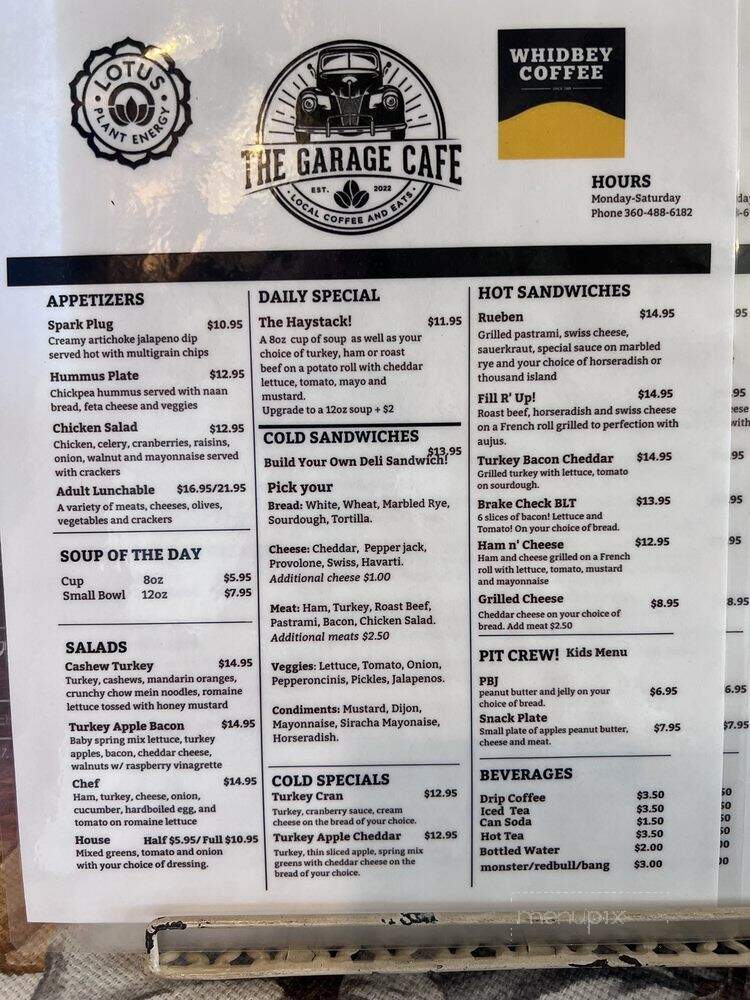 The Garage Cafe - Sedro-Woolley, WA menu_pic