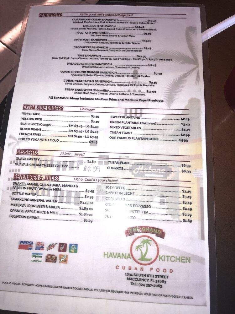 The Grand Havana Kitchen - Macclenny, FL menu_pic