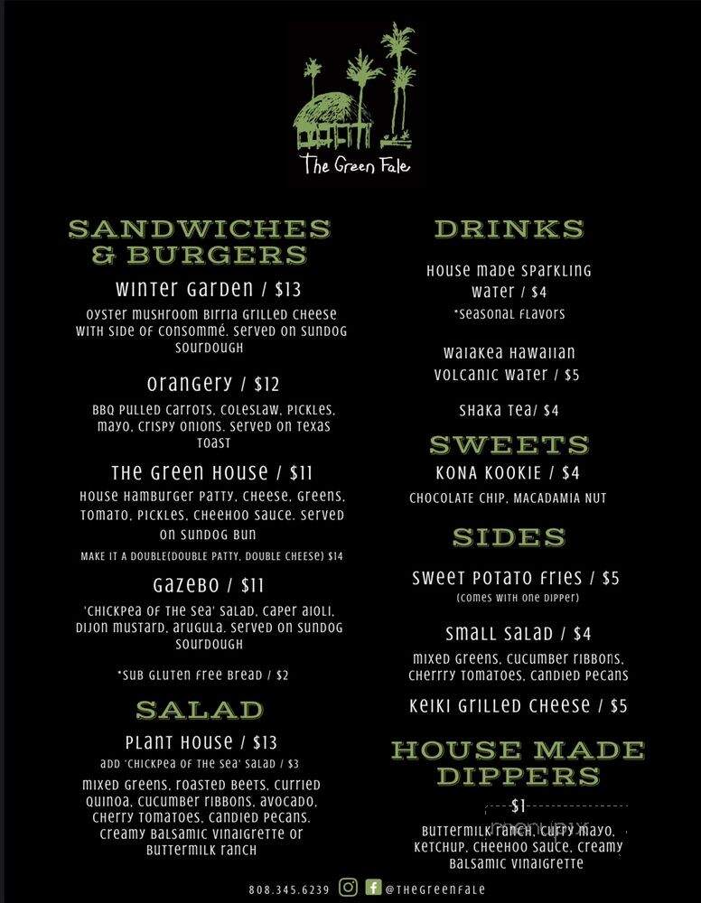 The Green Fale - Holualoa, HI menu_pic