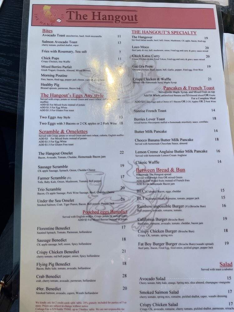Online Menu of The Hangout, Pleasant Hill, CA