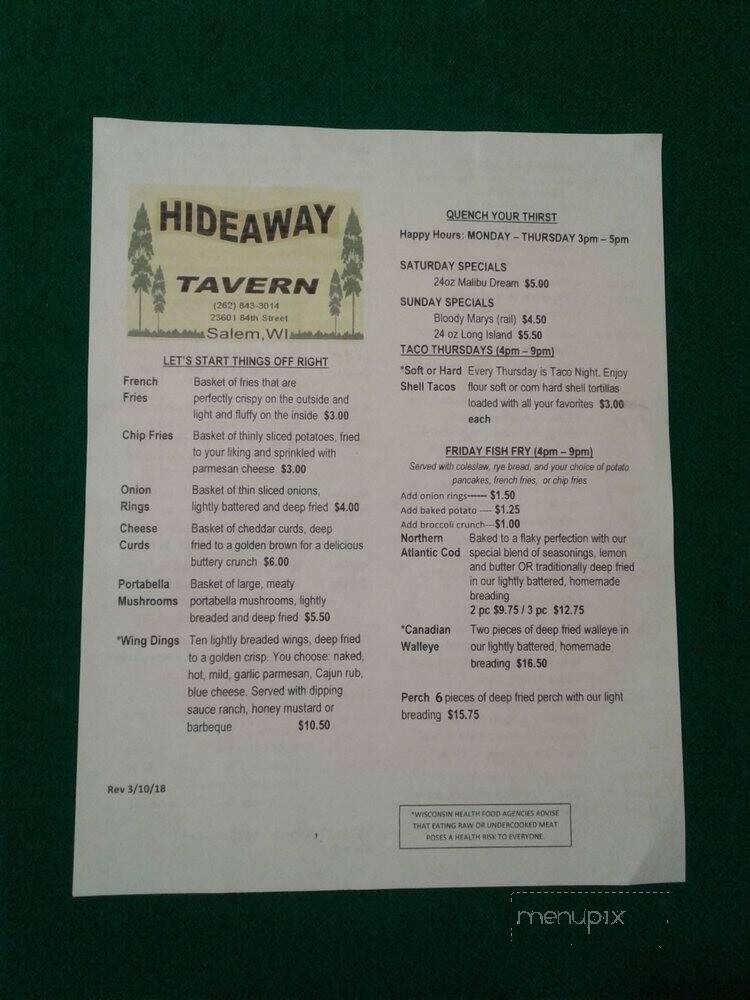 T & L Pub - Salem, WI menu_pic