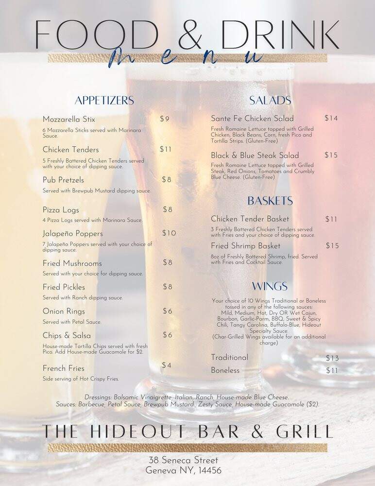 The Hideout - Geneva, NY menu_pic