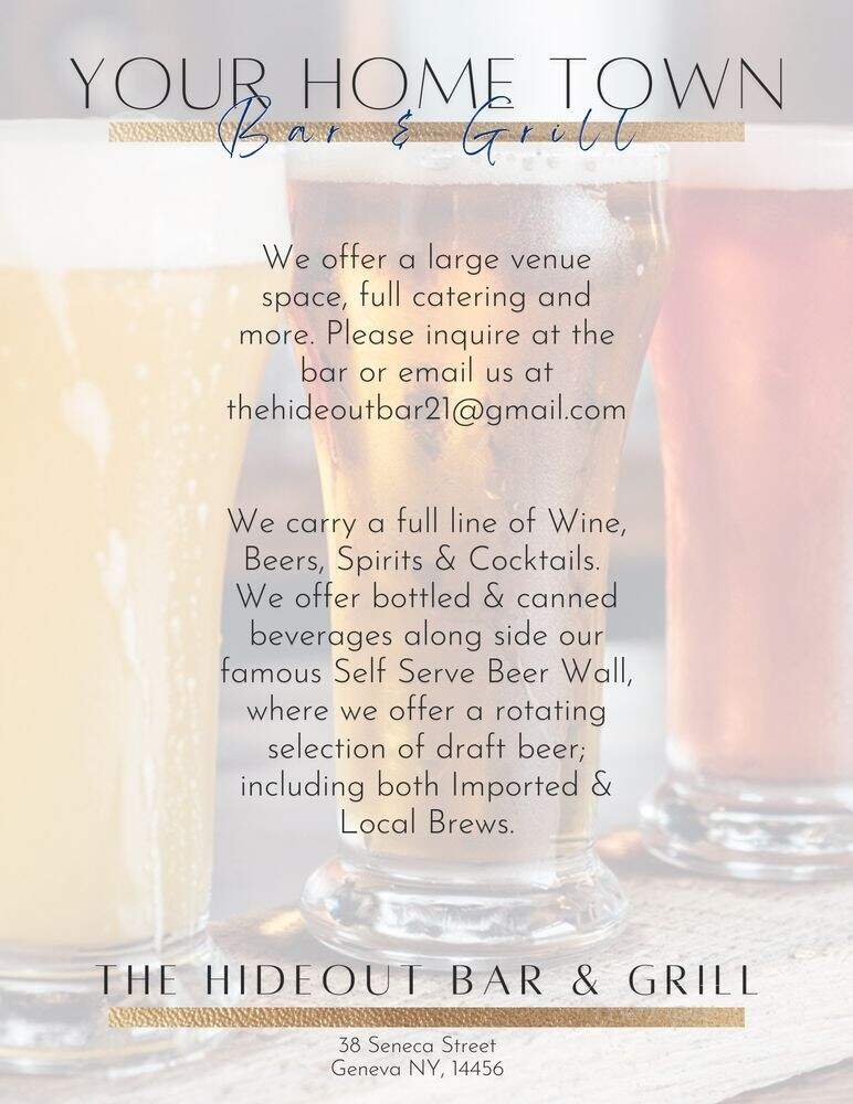 The Hideout - Geneva, NY menu_pic
