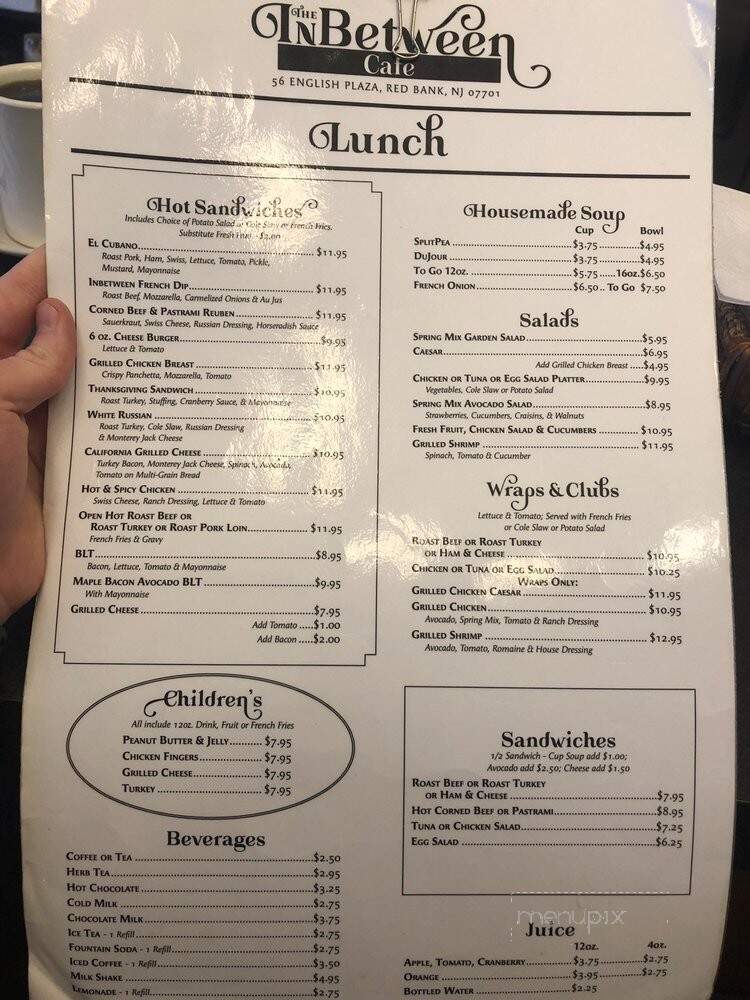 Inbetween Restaurant - Red Bank, NJ menu_pic