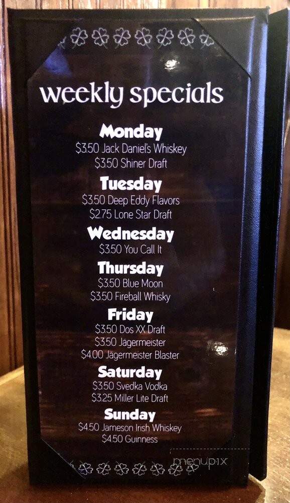 Irish Pub - San Antonio, TX menu_pic