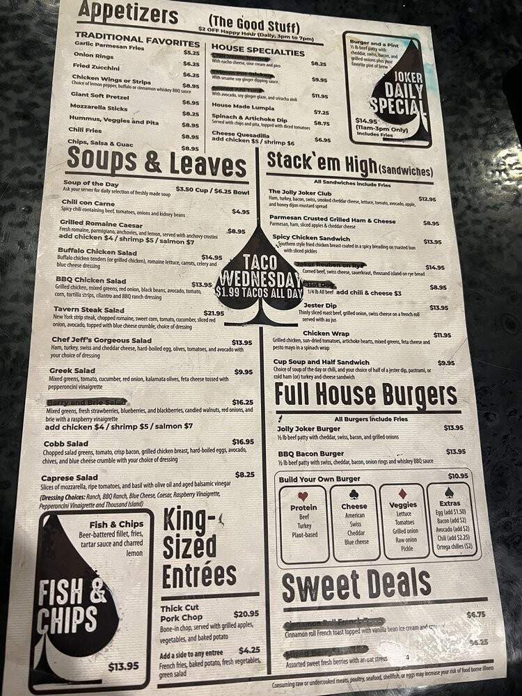 The Jolly Joker Tavern - San Diego, CA menu_pic